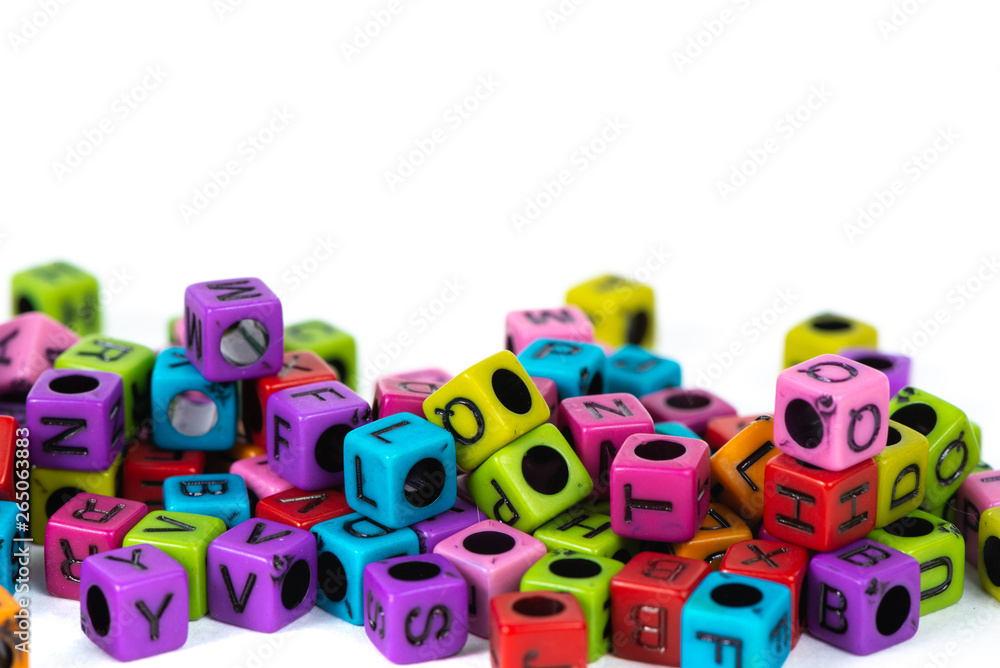 Pile of letter bead or beads with alphabet on white background. Pile of letter bead or beads with alphabet on white background.
