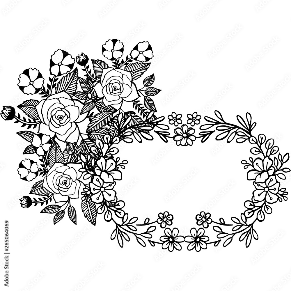 Vector illustration various pattern with flower frame