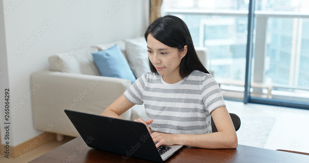 Woman work on computer at home Woman work on computer at home