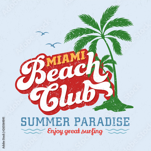 Miami Beach Club - Tee Design For Printing