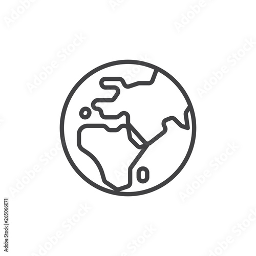 Planet earth line icon. World globe linear style sign for mobile concept and web design. Earth planet outline vector icon. Symbol, logo illustration. Pixel perfect vector graphics