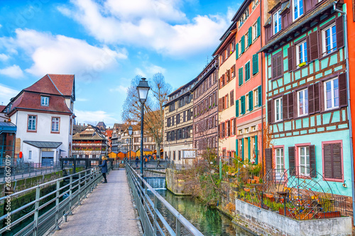Traditional half-timbered houses on the canals district La Petite France in Strasbourg, UNESCO World Heritage Site, Alsace, France © MarinadeArt