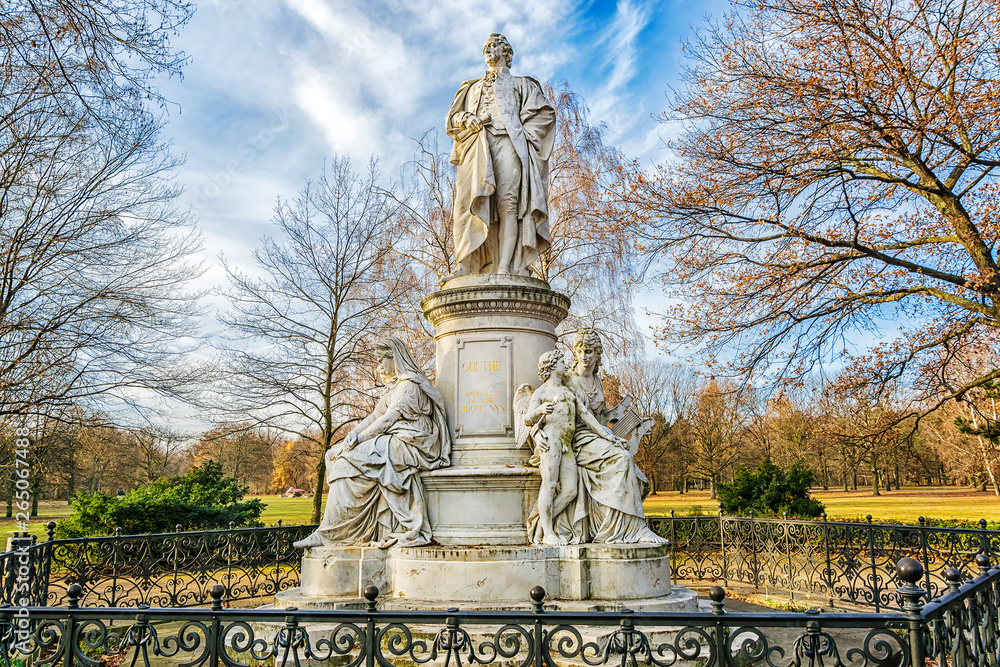 Monument of Johann Wolfgang von Goethe in Tiergarten - oldest park in Berlin, Germany