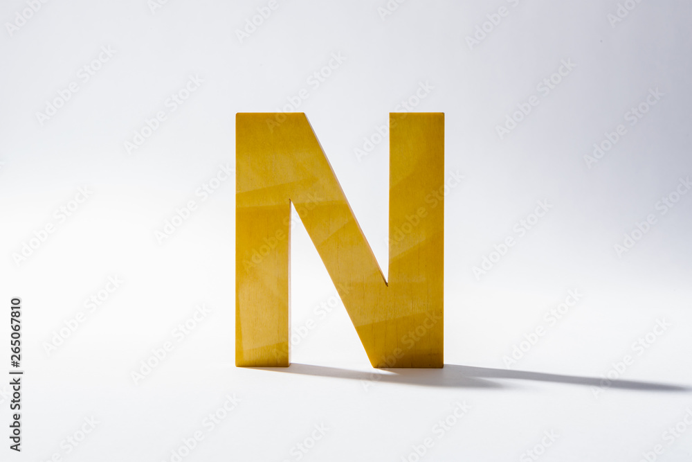 Wooden Alphabet N and Shadow Reflection. Wooden Alphabet N and Shadow Reflection.