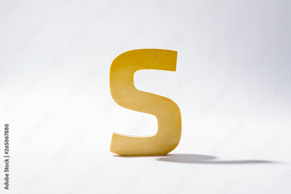 Wooden Alphabet S and Shadow Reflection. Wooden Alphabet S and Shadow Reflection.