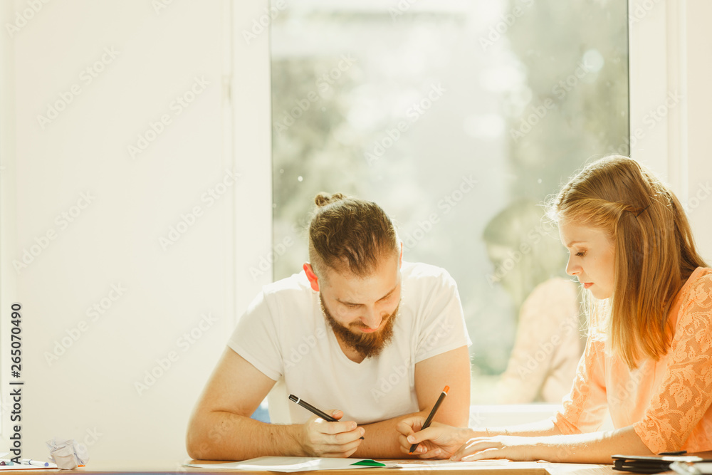 Obraz premium Two students in class