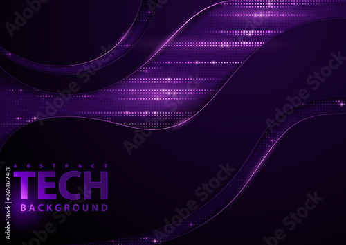 Dark Abstract Tech Background with Purple Elements - Detailed Graphic Illustr...