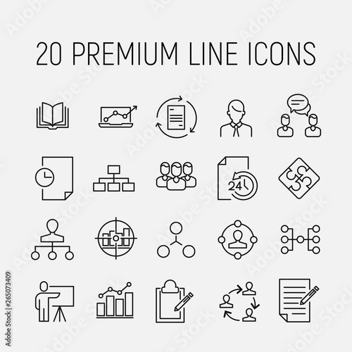 Simple collection of scrum agile related line icons.