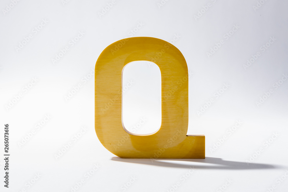 Wooden Alphabet Q and Shadow Reflection. Wooden Alphabet Q and Shadow Reflection.