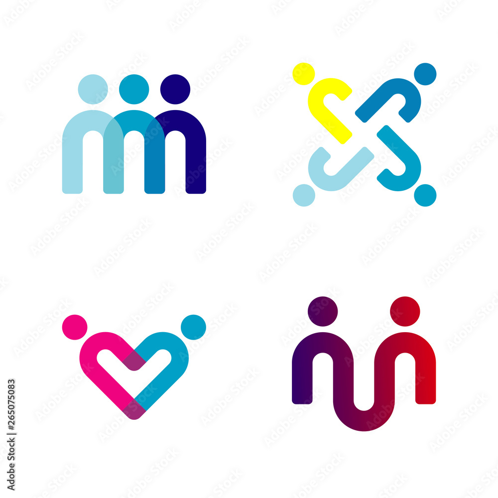 Flat People Logo Vector In Isolated White Background Flat People Logo Vector In Isolated White Background