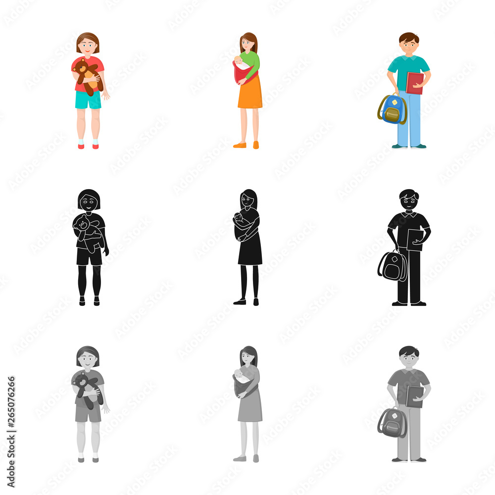 Vector design of character and avatar icon. Set of character and portrait stock symbol for web. Vector design of character and avatar icon. Set of character and portrait stock symbol for web.