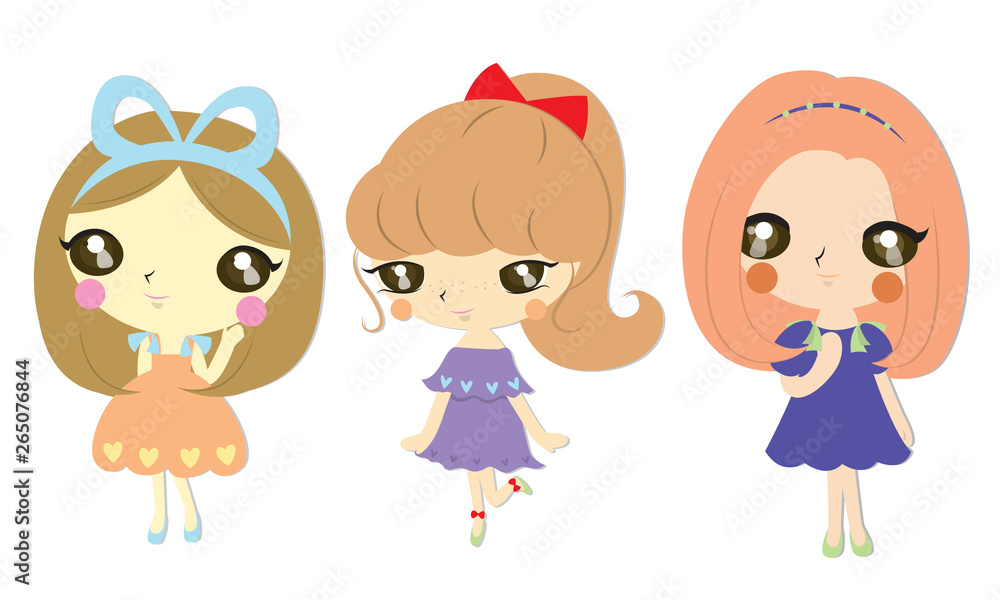 cute girls Korean style cartoon vector cute girls Korean style cartoon vector