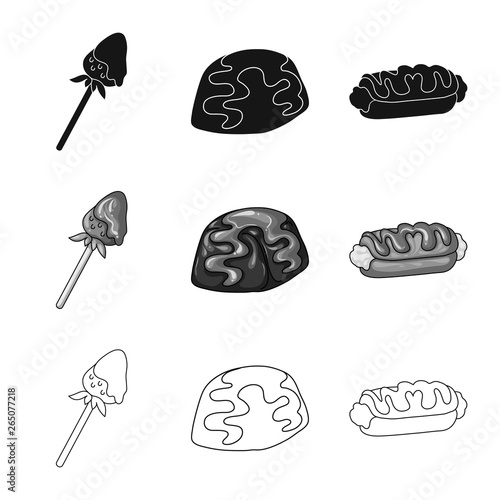 Vector illustration of confectionery and culinary symbol. Collection of confectionery and product stock vector illustration.