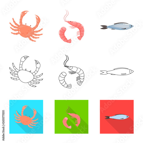 Vector design of fresh and restaurant symbol. Set of fresh and marine vector icon for stock.