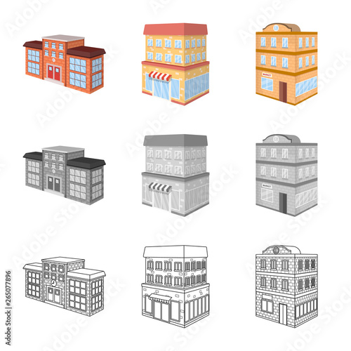 Vector design of construction and building icon. Collection of construction and estate vector icon for stock.