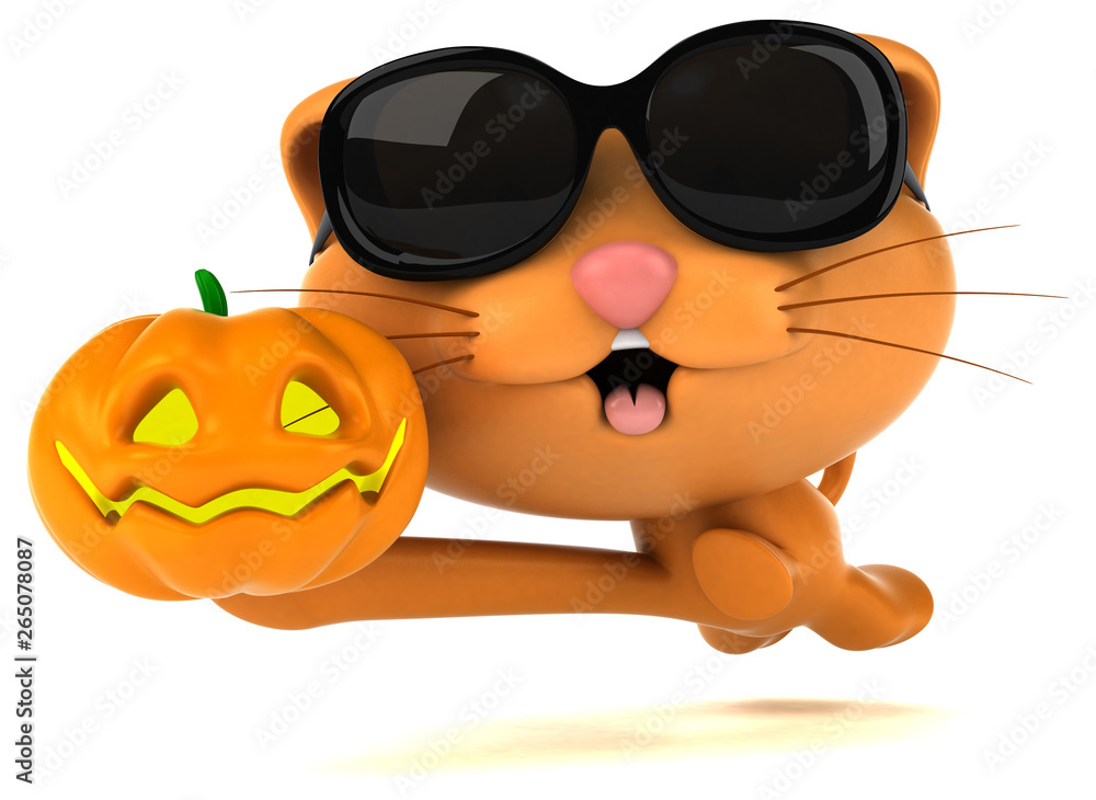 Fototapeta premium Fun cat - 3D Illustration