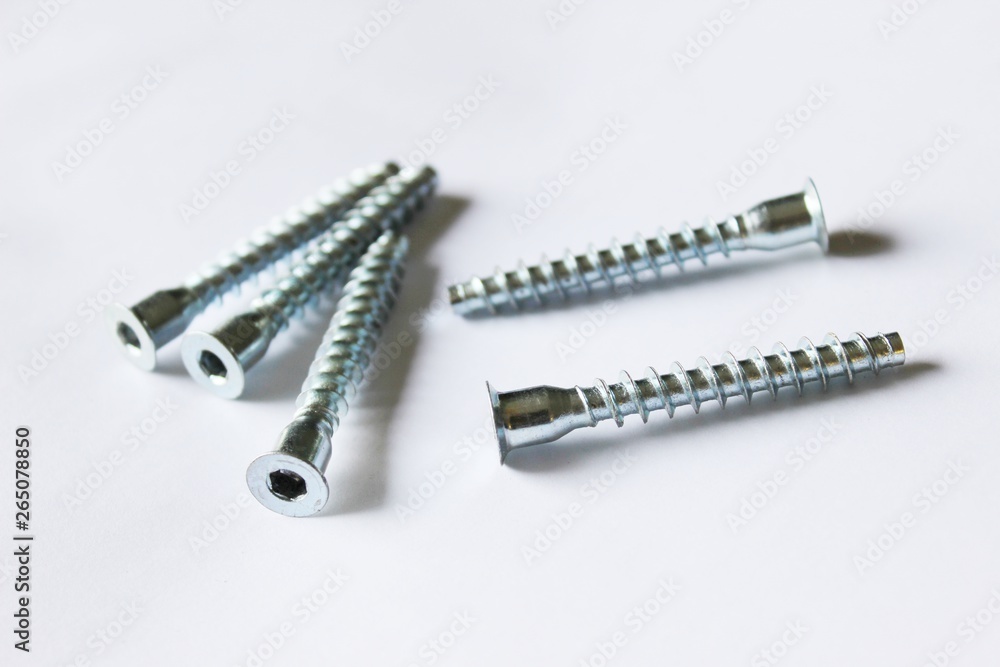 Screws on a white background Screws on a white background