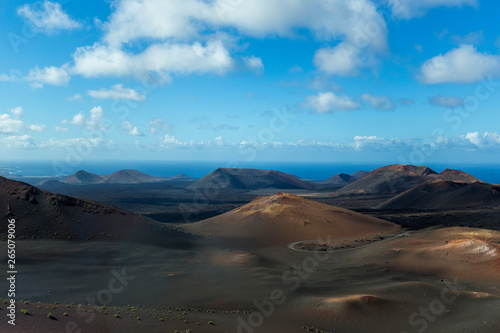 A view along the volcanic wasteland of the Timanfaya National Park, Lanzarote.