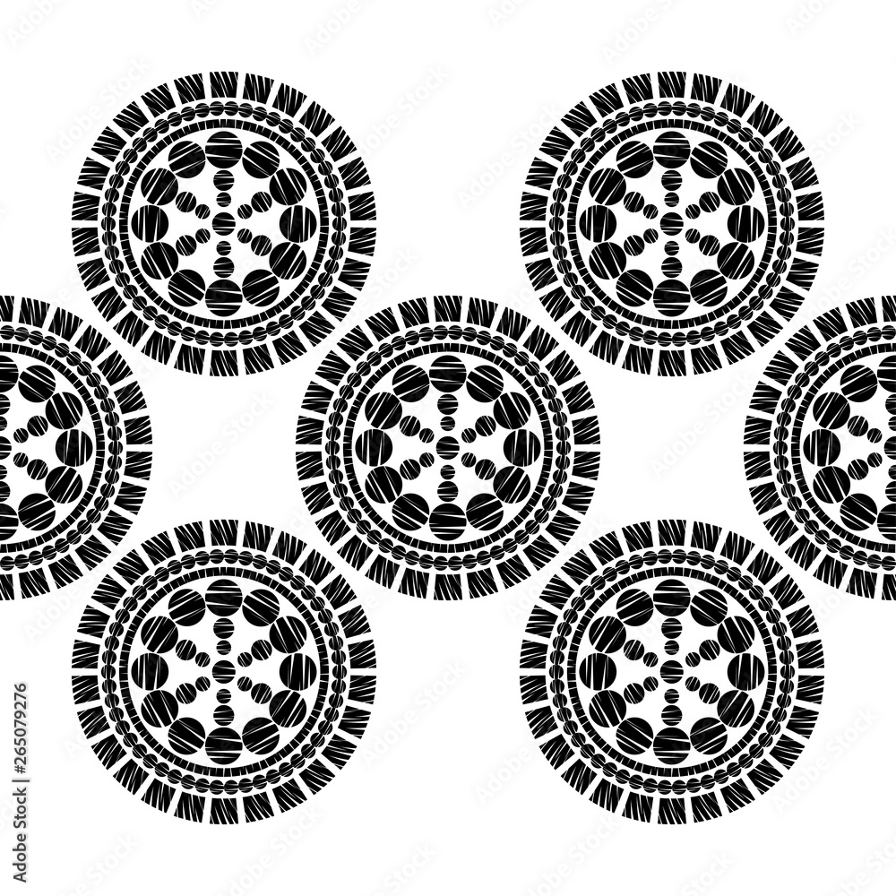 Polka dot seamless pattern. Mosaic of ethnic figures. Geometric background. Can be used for wallpaper, textile, invitation card, wrapping, web page background. Polka dot seamless pattern. Mosaic of ethnic figures. Geometric background. Can be used for wallpaper, textile, invitation card, wrapping, web page background.