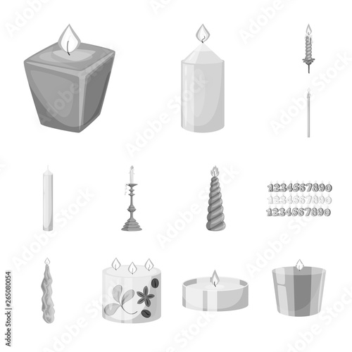 Isolated object of paraffin and fire icon. Collection of paraffin and decoration stock symbol for web.