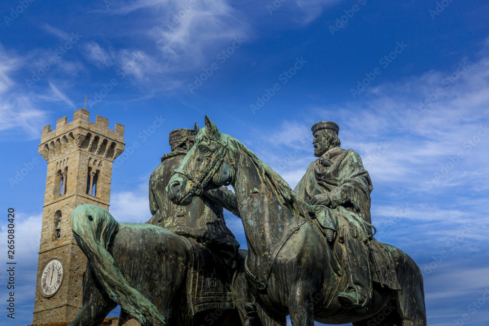 Garibaldi meet Vittorio Emanuele, landmark in Mino square, Fiesole