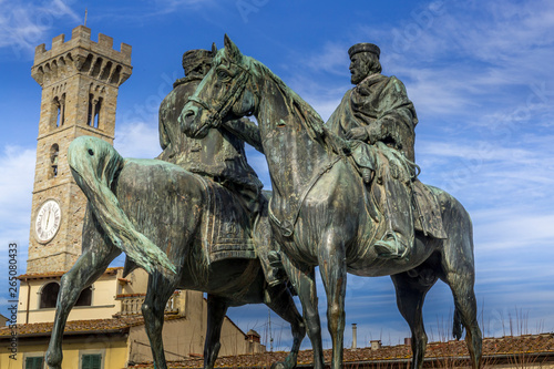 Garibaldi meet Vittorio Emanuele, landmark in Mino square, Fiesole