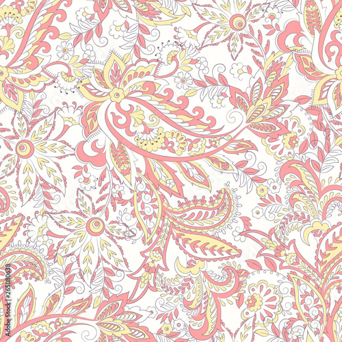 Paisley floral seamless pattern