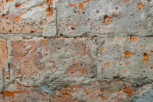 broken red bricks wall, texture close-up shot