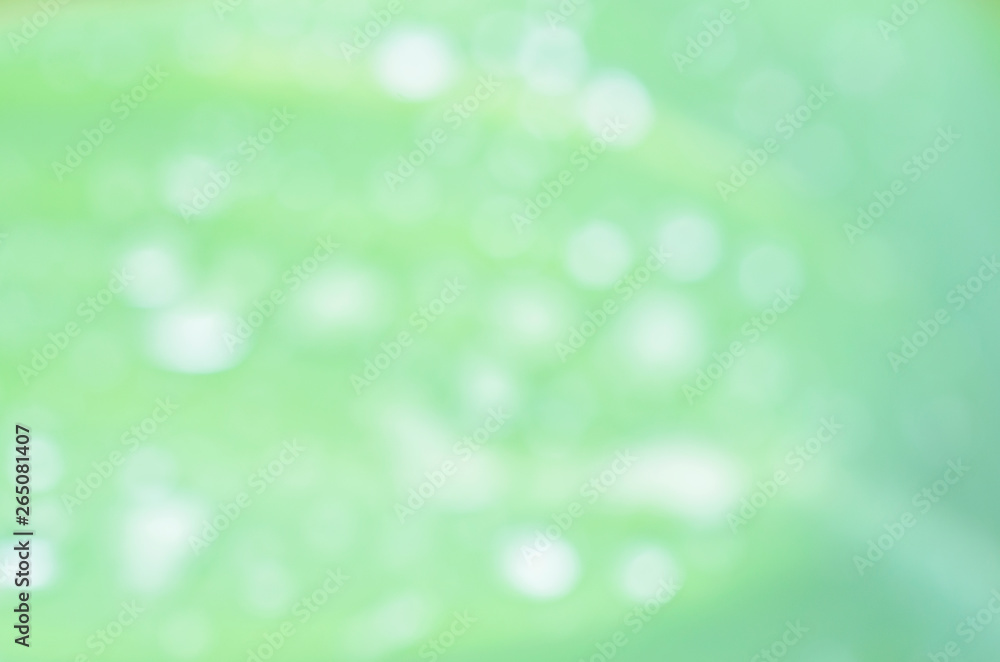Obraz premium Bokeh lights with water buble on green leaf for nature backgrounds and texture