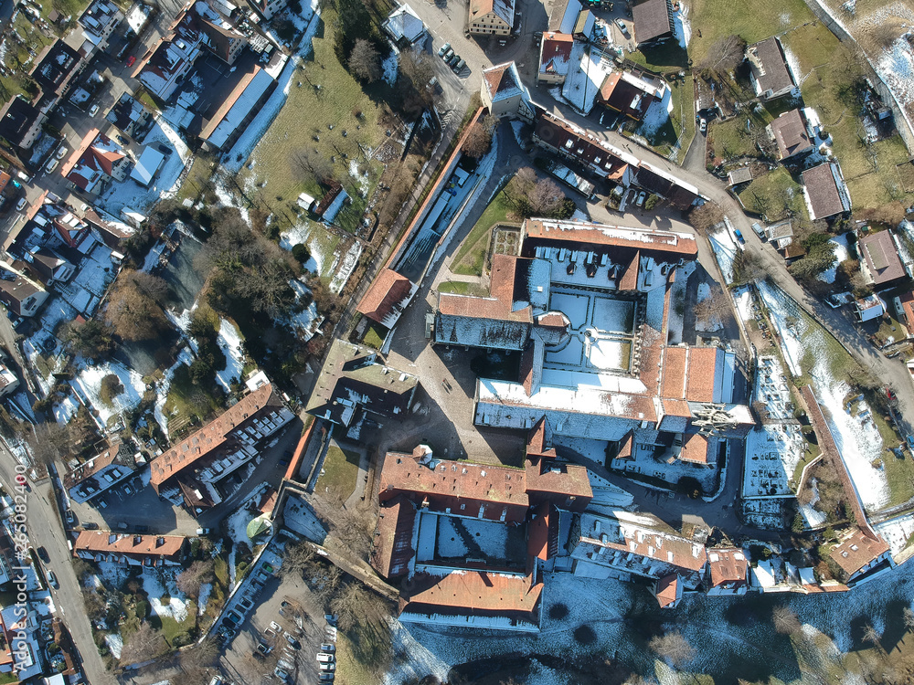aerial view over Bebenhausen Monastery Germany