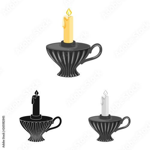 Vector design of candle and candlestick  icon. Collection of candle and retro vector icon for stock.