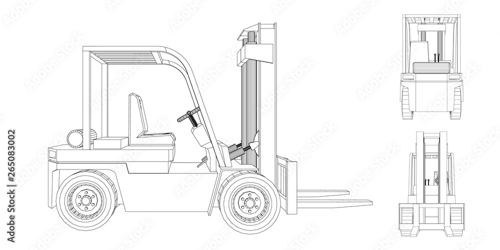 Forklift truck. Isolated on white background. Vector outline illustration. Forklift truck. Isolated on white background. Vector outline illustration.