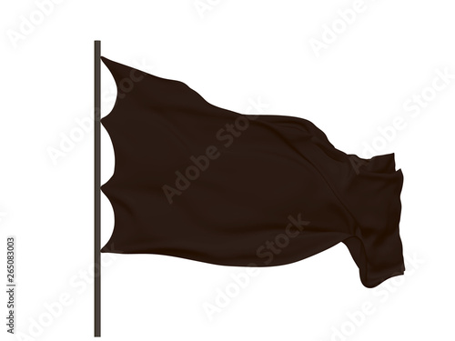 Blank black waving flag. Ve...