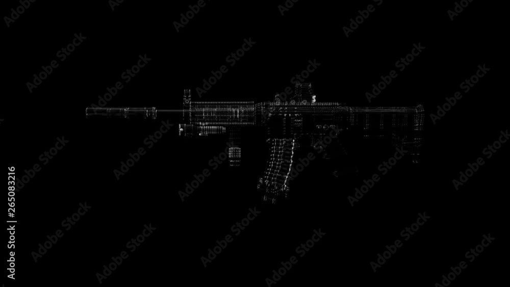 3D Automatic Rifle in Hologram Wireframe Style 3D Automatic Rifle in Hologram Wireframe Style