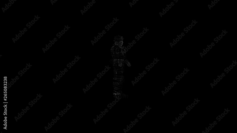 3D Soldier in Hologram Wireframe Style