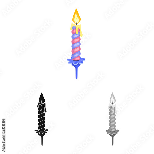 Vector illustration of candle and birthday logo. Set of candle and lit  vector icon for stock.