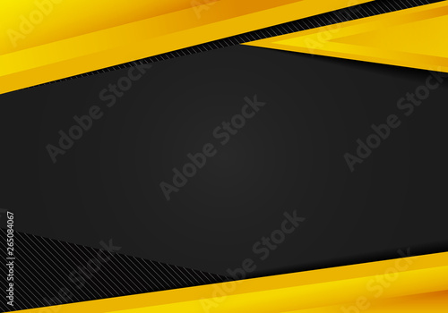 Abstract template yellow geometric triangles contrast black background. You can use for corporate design, cover brochure, book, banner web, advertising, poster, leaflet, flyer.