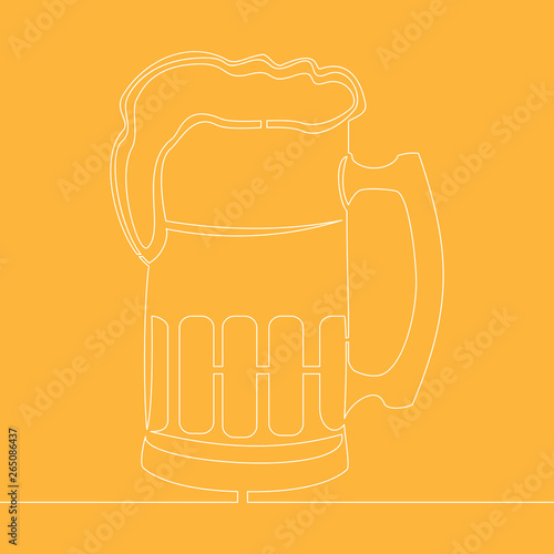 Continuous one line drawing beer glass icon