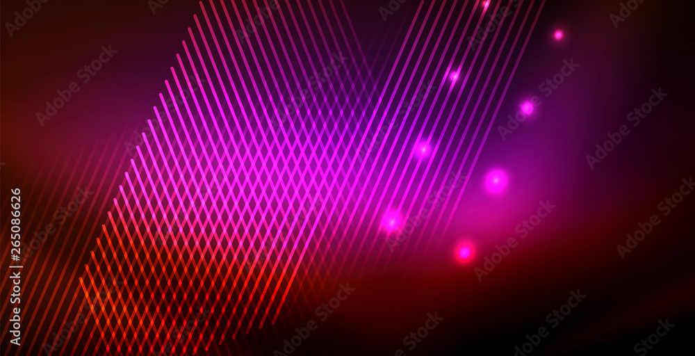 Neon glowing wave, magic energy and light motion background Neon glowing wave, magic energy and light motion background