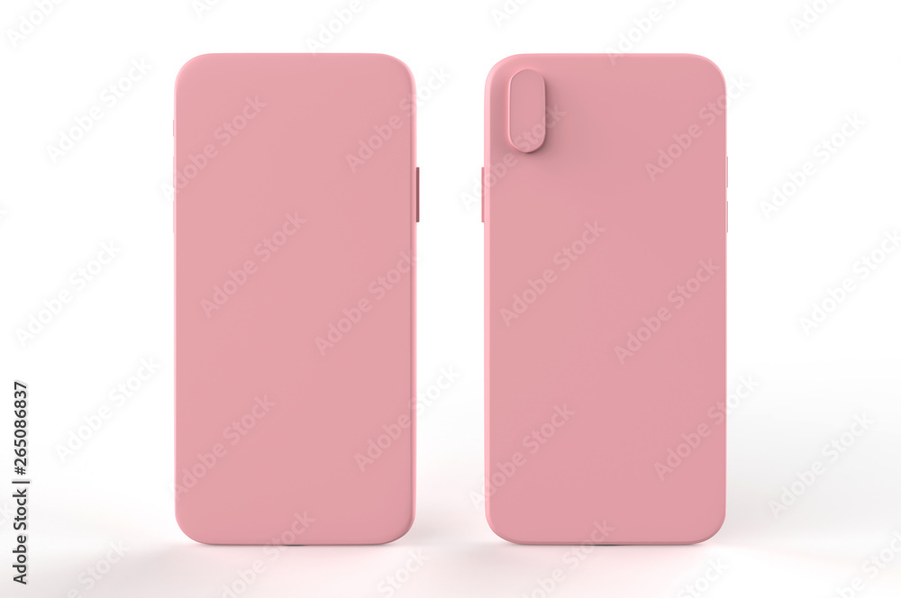 smartphone mock up front and back side facing each other. Blank screen for your design. Isolated on white background. 3D illustration smartphone mock up front and back side facing each other. Blank screen for your design. Isolated on white background. 3D illustration