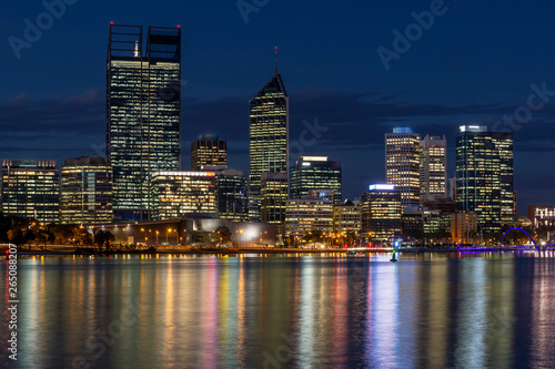 Beautiful view of central Perth at blue hour, Western Australia