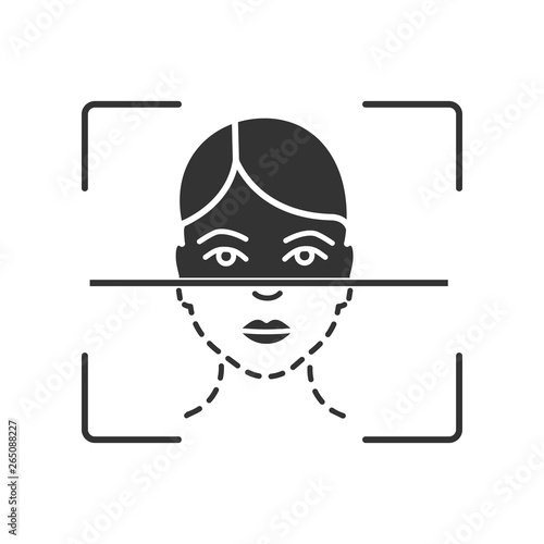 Face scanning process glyph icon