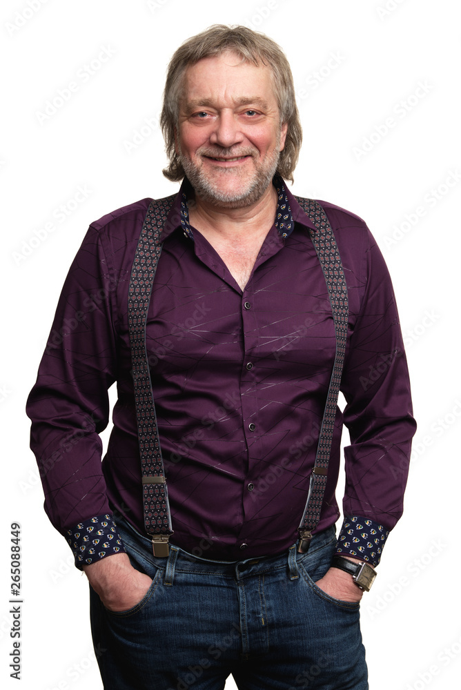 Portrait of bearded mature man is smiling isolated on white Portrait of bearded mature man is smiling isolated on white