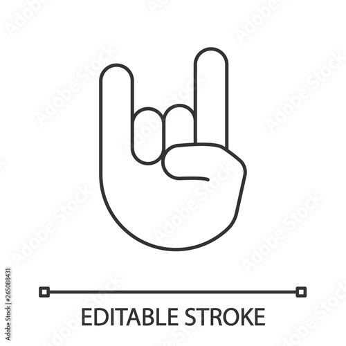 Rock on gesture linear icon