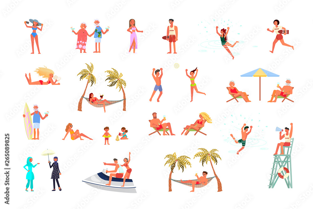 Set of People on the beach
