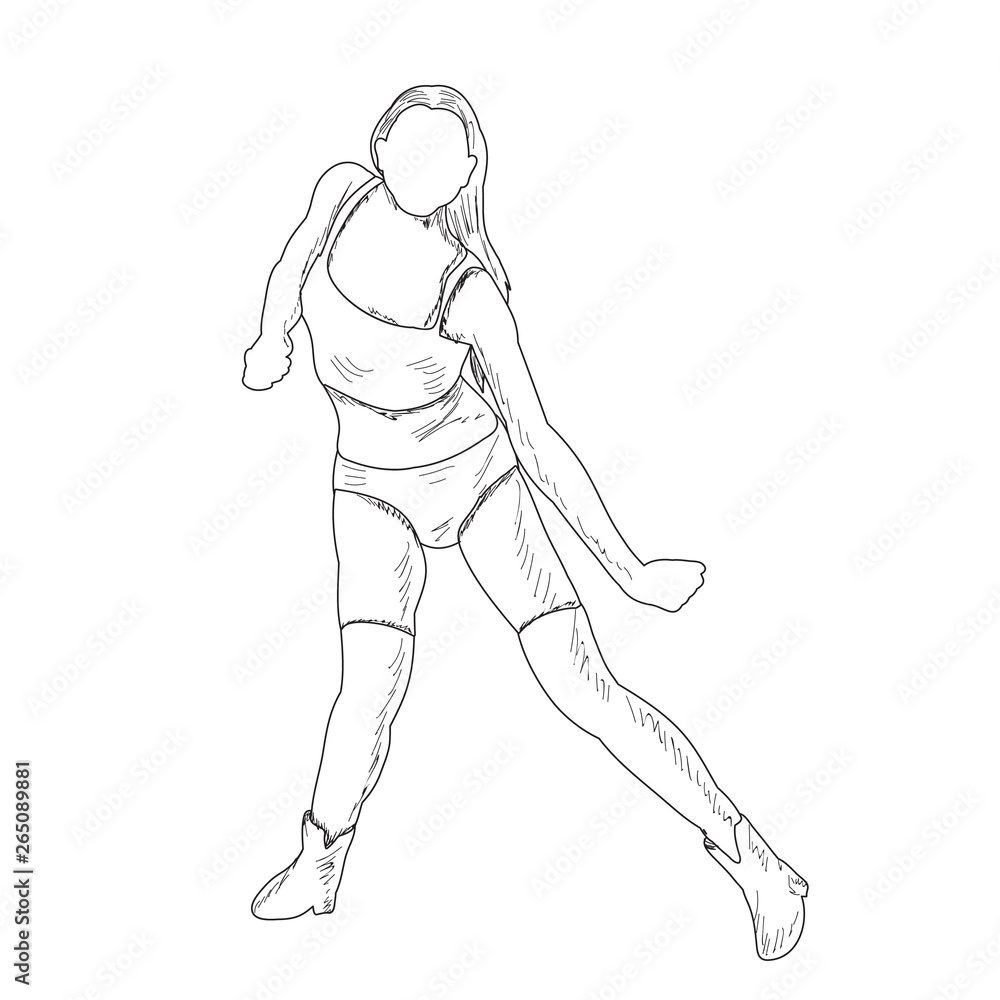  freehand sketch of a girl dancing