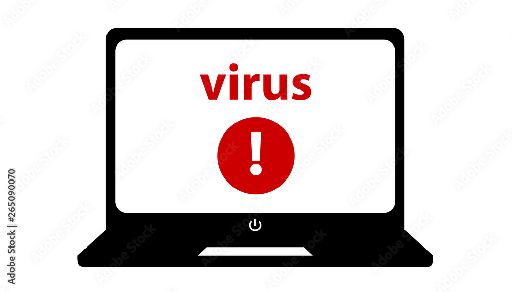 Laptop Screen And Virus Information - Vector Illustration - Isolated On White Background Laptop Screen And Virus Information - Vector Illustration - Isolated On White Background