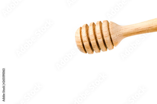 Honey dipper wood stick isolated on white background