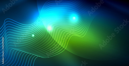 Color neon lights with waves abstract background