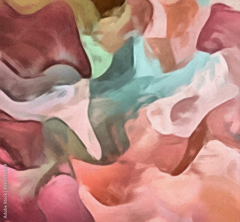 Fototapeta premium Abstract liquid oil waves of paint. Bright and warm crazy color mix. Marble effect. Digital painted artwork. Acrylic and watercolor design pattern. Great as prints and backdrops for unusual creative.